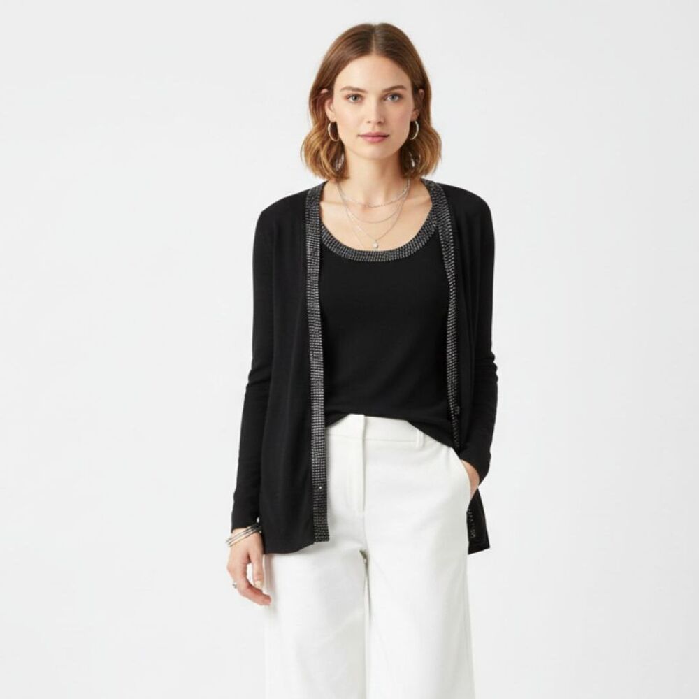 Coldwater‎ Creek Black Sequins Trim Tank Top & Sweater Twinset M